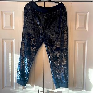 Navy Blue Sequin Joggers